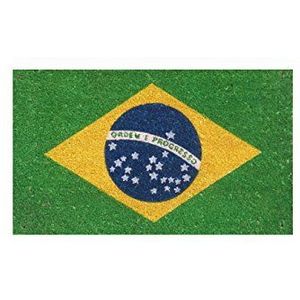 Gift Company Brazilië vlag, kokosnoten PVC deurmat 75 x 45 cm, kokos & polyvinylchloride, meerkleurig, 1