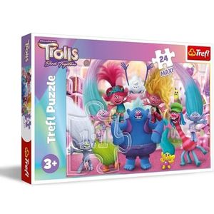 Trefl – Trolls Band Together, in de Trollenwereld – Puzzel 24 Maxi – 24 grote stukjes, Kleurrijke puzzel met helden, Creatieve ontspanning, Plezier voor kinderen vanaf 3 jaar