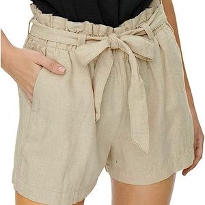 JDY Beige casual shorts voor dames met sjerp in toon, Havermeal/Detail: Melange, 32 NL