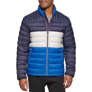 Tommy Hilfiger Ultra Loft Ultra Loft Lichtgewicht opbergbare bufferjas (standaard en groot en hoog) alternatieve donsjas, koningsblauw blok, L