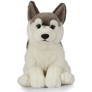 Pluche grijs/witte Husky hond knuffel 25 cm -Honden huisdieren knuffels - Speelgoed voor kinderen