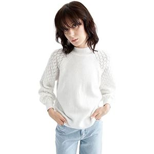 DeFacto Trui normale pasvorm voor dames - coltrui trui voor dames (ecru, XS), ecru, XS