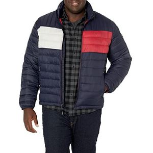 Tommy Hilfiger Heren Ultra Loft opbergbare bufferjas donsalternatieve jas, Tommy-vlag, kleurblok, L, Tommy-vlag, kleurblok., L