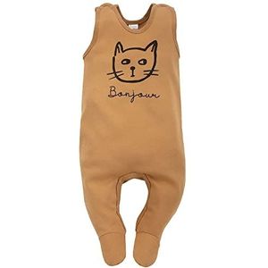 Pinokio Baby Sleepsuit Tres Bijen, 100% katoen ochra met kattenprint, meisjes maat 56-68 (68), Ochra, 68 cm