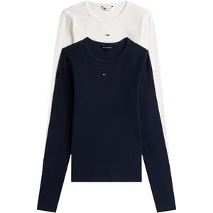 TOMMY JEANS - TJW 2PACK SLIM ESSENTIAL RIB LS - Shirt met Lange Mouwen - Ecru/Dark Night Navy