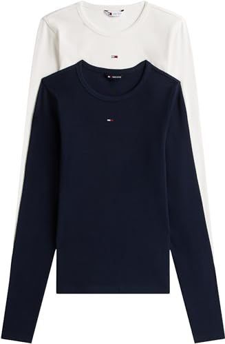 TOMMY JEANS - TJW 2PACK SLIM ESSENTIAL RIB LS - Shirt met Lange Mouwen - Ecru/Dark Night Navy