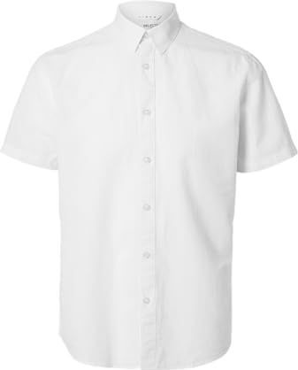 Selected Homme - Slhreg-Sun Shirt SS Noos - Overhemd - Wit - Katoen