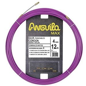 Anguila Max kabelgeleiding, gemengde kabelschoenen, staal + nylon, paars, diameter 4 mm, 12 meter