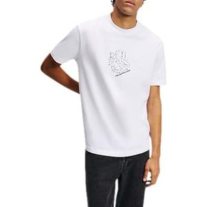 Karl Lagerfeld Jeans, Heren, Regular Korte Mouwen Gebogen Zoom Shibori Tee, Regular Fit, Wit, XS