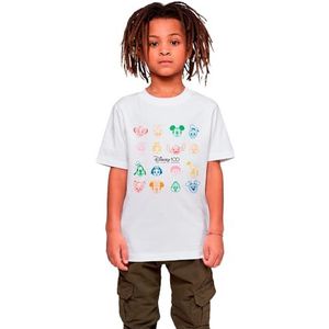 Mister Tee Kinder-T-shirt Kids Disney 100 Faces Tee, T-shirt met opdruk voor kinderen, katoen, maten 110/116-158/164, wit, 110 cm