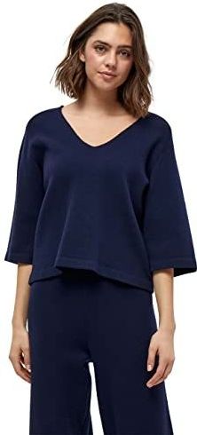 Gebreide Trui - Effen - Knitwear - V-hals - Driekwart Mouw - Losse Pasvorm