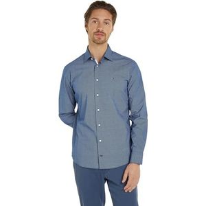 Tommy Hilfiger Mannen Cl Stretch Micro Print Rf Shirt Jurk Shirts, Blauw, 44W, Anker Blauw/Optisch Wit, 46 NL