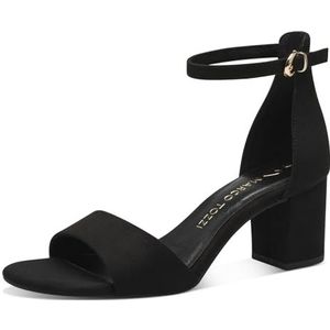 Marco Tozzi - Zwarte Platte Sandalen - Textiel - Synthetische Zool