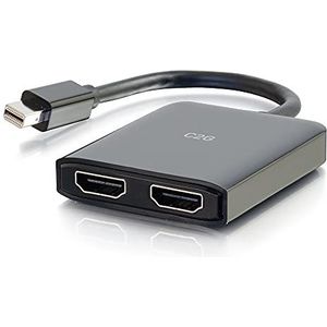 C2G 84292 Mini DisplayPort 1.2 naar dubbele HDMI 4K MST-hub met twee monitoren, Mini DP Multi-Stream Transport (MST) Splitter met meerdere monitoren, zwart