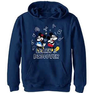 Disney Characters Discover Boy's Hooded Pullover Fleece, Navy Blue Heather, Small, Heather Navy, S