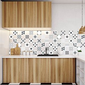 Ambiance-Live 60 tegelstickers, zelfklevende tegels, mozaïektegels, wandtattoo, badkamer en keuken, tegellijm, nuance geometrisch grijs, 10 x 10 cm, 60-delig