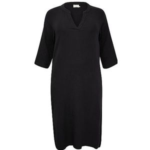 Kaffe Curve Plus-Size casual jurk voor dames, met mouwen, knielengte, V-hals, Black Deep, 40/Grote maten