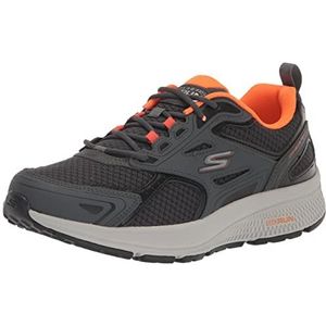 Skechers Go Run Consistent voor heren - prestatiegerichte atletische train-, hardloop-, wandel- en sportschoen met luchtgekoeld schuim, Grijs/Oranje, 42 EU