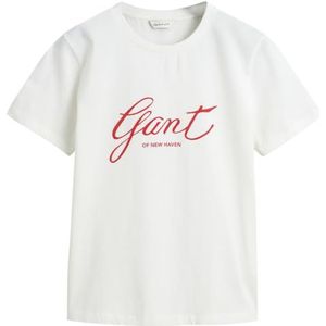 Gantvoor vrouwen. 4201251 T-shirt met wit opschrift (XS), Casual, Katoen, Korte mouwen