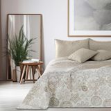 DecoKing Bedsprei 260 x 280 cm beige wit cappuccino bedsprei met abstract patroon dubbelzijdig onderhoudsvriendelijk Alhambra