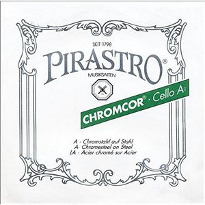 Pirastro Chromcor 4/4 snarenset voor cello, middelhoog kogeluiteinde, premium synthetische stalen snaren, stalen kernwond met chroomstaal, vervangend accessoire voor professionele/studenten en alle