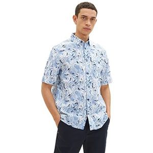 TOM TAILOR Uomini Overhem 1034896, 31274 - Blue Offwhite Big Leaf Design, XXL