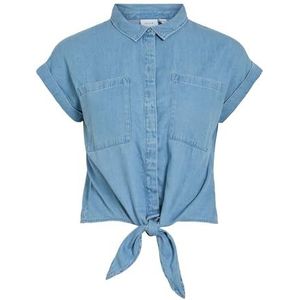 Vinea S/S Tie Shirt MBD, blauw (medium blue denim), 36