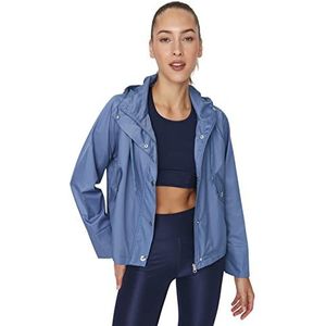 Trendyol Dames capuchon effen kleur normale jas jas, Indigo, L, Indigo, L
