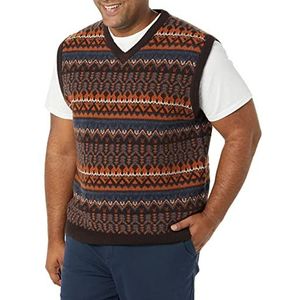 Amazon Essentials Heren lamswol trui vest (Previously Goodthreads), diepbruin Fair Isle, Medium