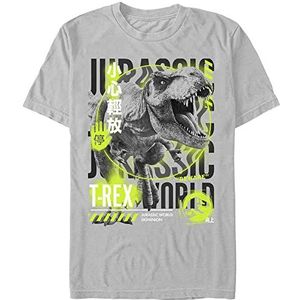 Jurassic World Men's Info Rex T-Shirt, Silver, Medium