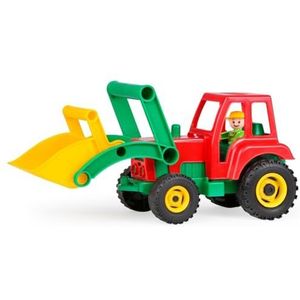 Lena LENA4361 04361 - Aktive tractor met voorlader, vrachtvoertuig ca. 36 cm, trekker met schep en beweegbaar speelfiguur, boerderij speelset, speelgoedvoertuig voor kinderen vanaf 2 jaar