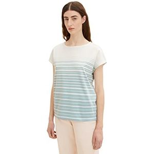 TOM TAILOR Dames T-shirt 1035480, 31328 - Blue Gradient Stripe, XXL