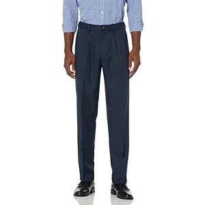 Amazon Essentials Klassieke pasvorm voor heren, uitzetbare taille, geplooide jurk, marineblauw, 28W/28L