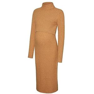 MAMA.LICIOUS MLSUNIVA June L/S Knit MIDI Dress 2F, Gouden Ochre/Detail: melange, XL