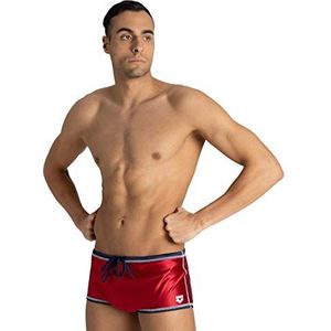 Arena Mannen Square Cut Drag Korte Omkeerbare Training Badpak Zwembroek, marine/Rood, 30A