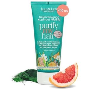 Jean & Len Hoofdhuid Scrub Roze Grapefruit & Spirulina, met appelazijn & niacinamiden, verwijdert stylingresten, beschermt tegen haarbreuk, zonder siliconen & parabenen, vegan, 200 ml