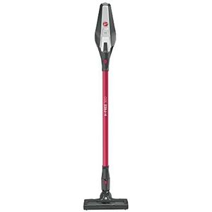 Hoover H-FREE 300 HF322HM 011 Draadloze en zakloze elektrische stofzuiger, cycloontechnologie, multifunctioneel, met LED-verlichting, autonomie 45 min, grijs en rood,Framboos rood