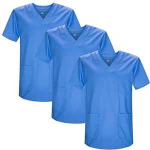 MISEMIYA - Verpakking met 3 stuks - sanitaire tas, uniseks, gezondheidsuniform, medische uniform, Hemelsblauw 21, S