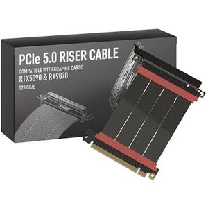 LINKUP - AVA5 - Riserkabel - Zwart - PCIe 5.0, x16, 128GB/s Snelheid, Compatibel met PCIe 4.0