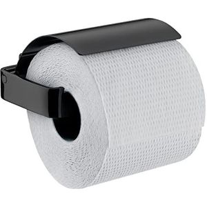 EMCO Loft Toiletpapierhouder voor wandmontage, moderne papierhouder met deksel, hoogwaardige papierhouder van aluminium, mat zwart
