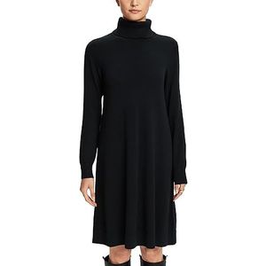 ESPRIT Gebreide mini-jurk met col, zwart, XS