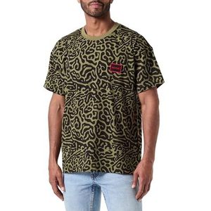 HUGO Heren kogelvis T-shirt stretch-katoen pyjama T-shirt met seizoensgebonden patroon, Zwart, L