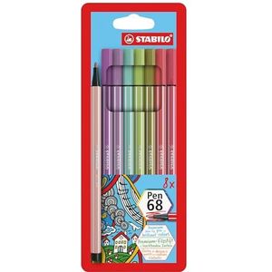 Premium viltstift - STABILO Pen 68- Etui 8 Stuks - Met 8 Verschillende Kleuren