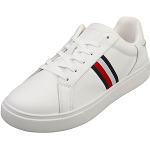 Tommy Hilfiger Dames Essential Court Sneaker Strepen Low Top, Wit, 4 UK, Wit, 37 EU