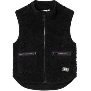 NAME IT Jongens NKMNODERNE Teddy Waistcoat vest, zwart, 116, zwart, 116
