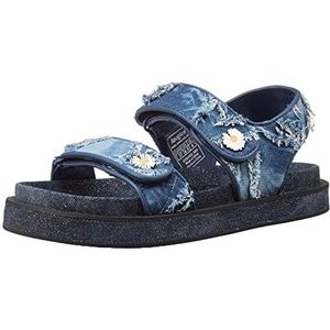 Desigual Dames Shoes Denim Flat Sandal, blauw, 38 EU