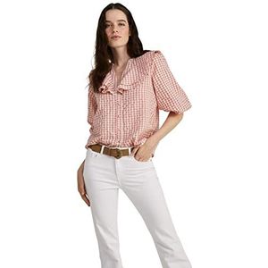 Springfield Double ruches blouse hemd, roze, normaal voor dames, Violeta, 34