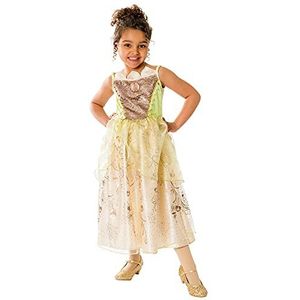 Rubie's 3011135-6 Officieel Disney-prinsessenkostuum Tiana, ultiem assortiment, luxe, meisjes, kinderkleding, meerkleurig, maat M