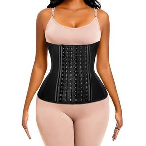 ECOWALSON Taille Trainer voor vrouwen Corset Cinher Body Shaper met stalen botten en Extender - zwart - L
