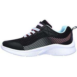 Skechers Microspec Sneaker voor meisjes, Zwart Mesh Aqua Neon Roze Trim, 33.5 EU